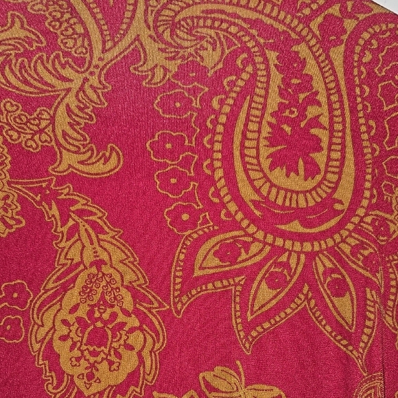 Red and Gold Open-Front Cardigan Sweater - Picture 5 of 5